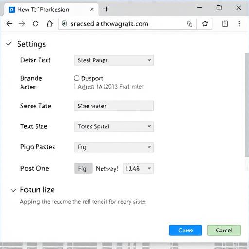 Screenshot of browser settings showing options to adjust text size